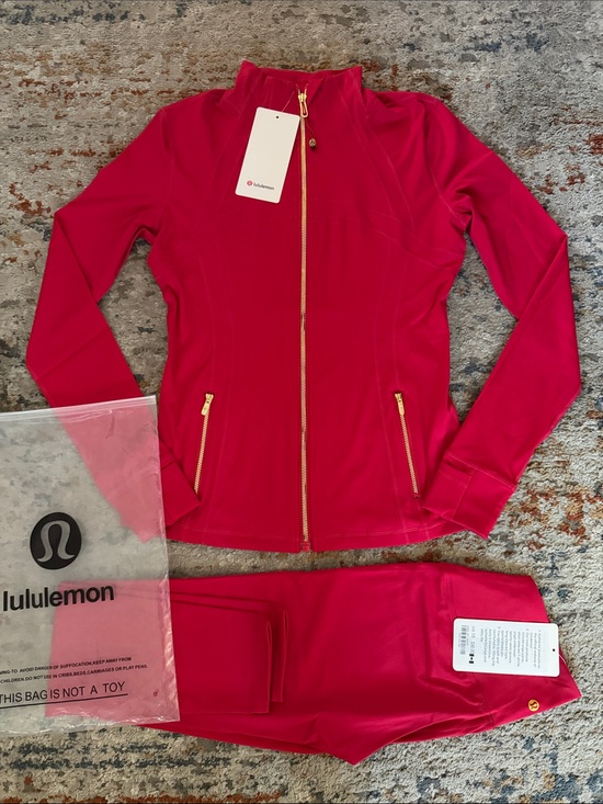 lululemon athletica Pants - Lululemon Red  Full-Zip Jacket & Leggings Set size 10